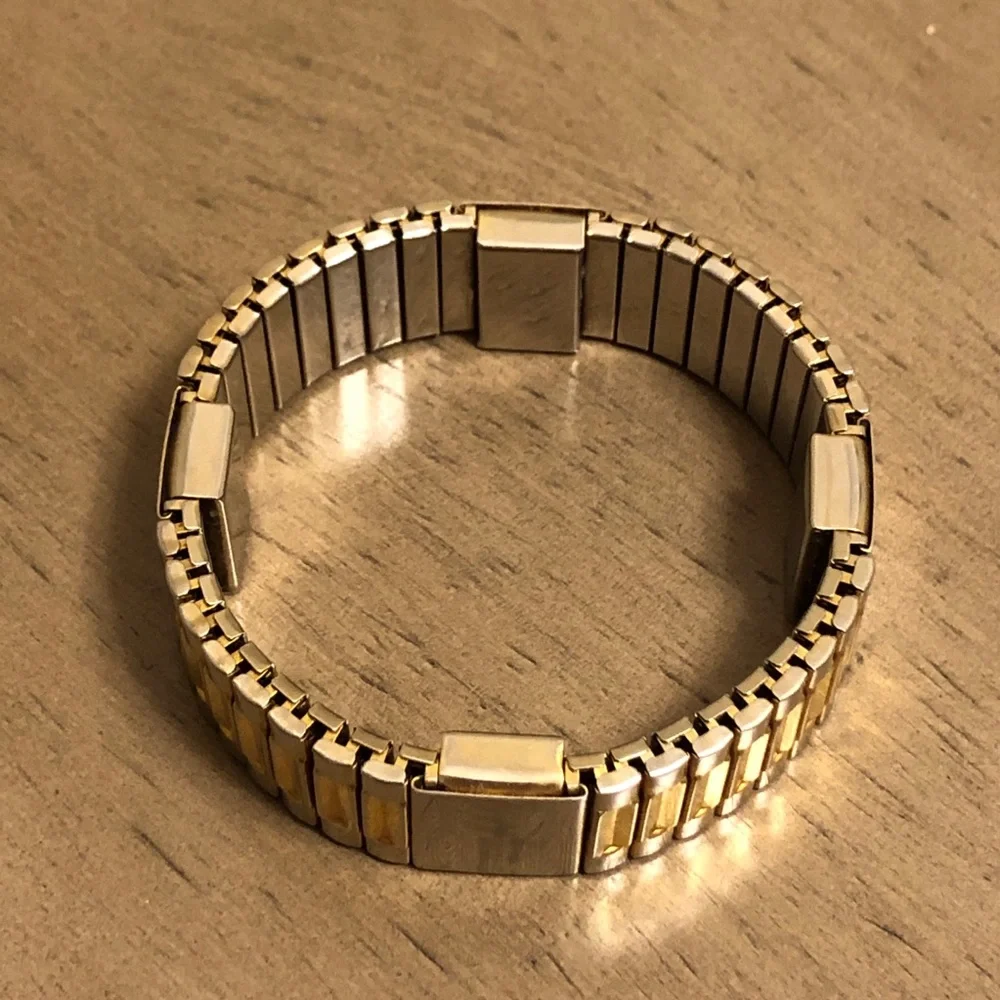 Gold and Silver Tone Men’s Metal Stretch Bracelet